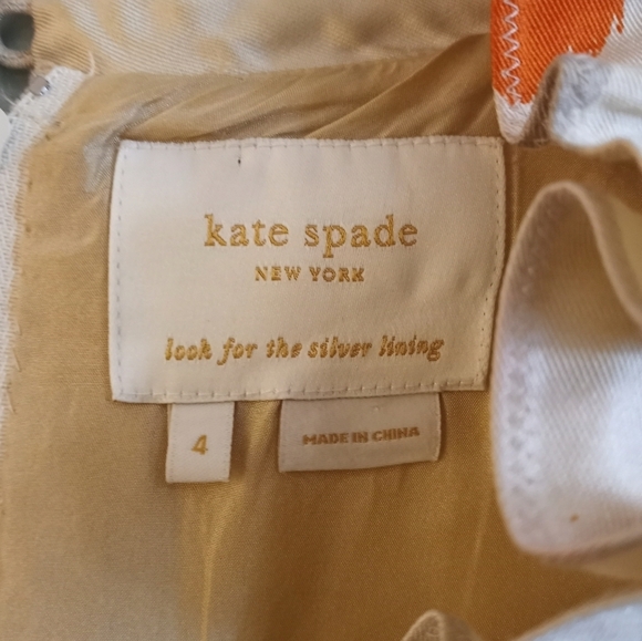 Kate Spade Champagne Lucille Ruffle Neckline Silk Flowy V Neck Classic Dress - Picture 4 of 5